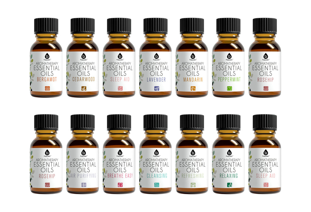 Pursonic aromatherapy essential oils 14-pack gift set with assorted fragrance bottles